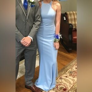 Elegant Light Blue Sleeveless Dress